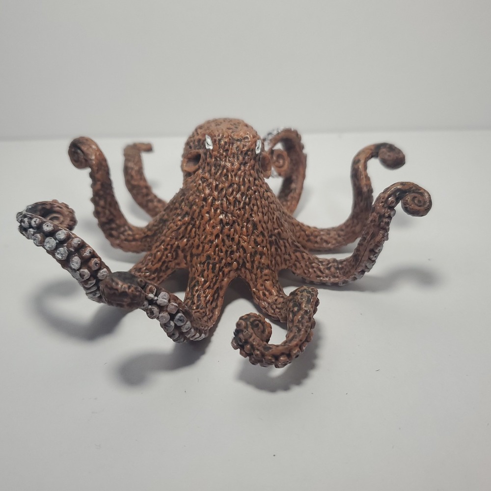 Brown Octopus Rubber Figure Realistic Sea Creature Toy 4"
